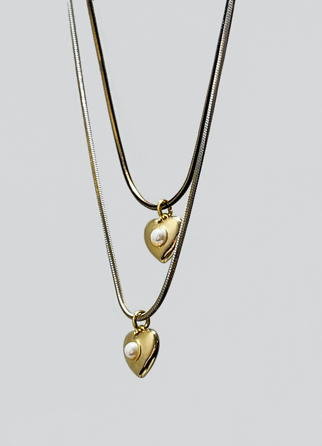 Pearl Heart Gold Color Chain N.(2color)